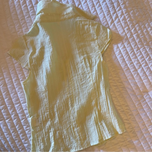 Light Yellow Button-Front Ruffled Collar Blouse - Picture 3 of 3